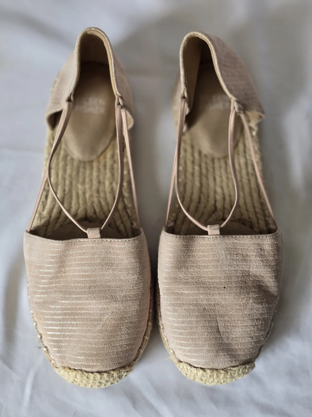 Eileen Fisher Metallic Stripe Suede Lace Up Espadrille Flats